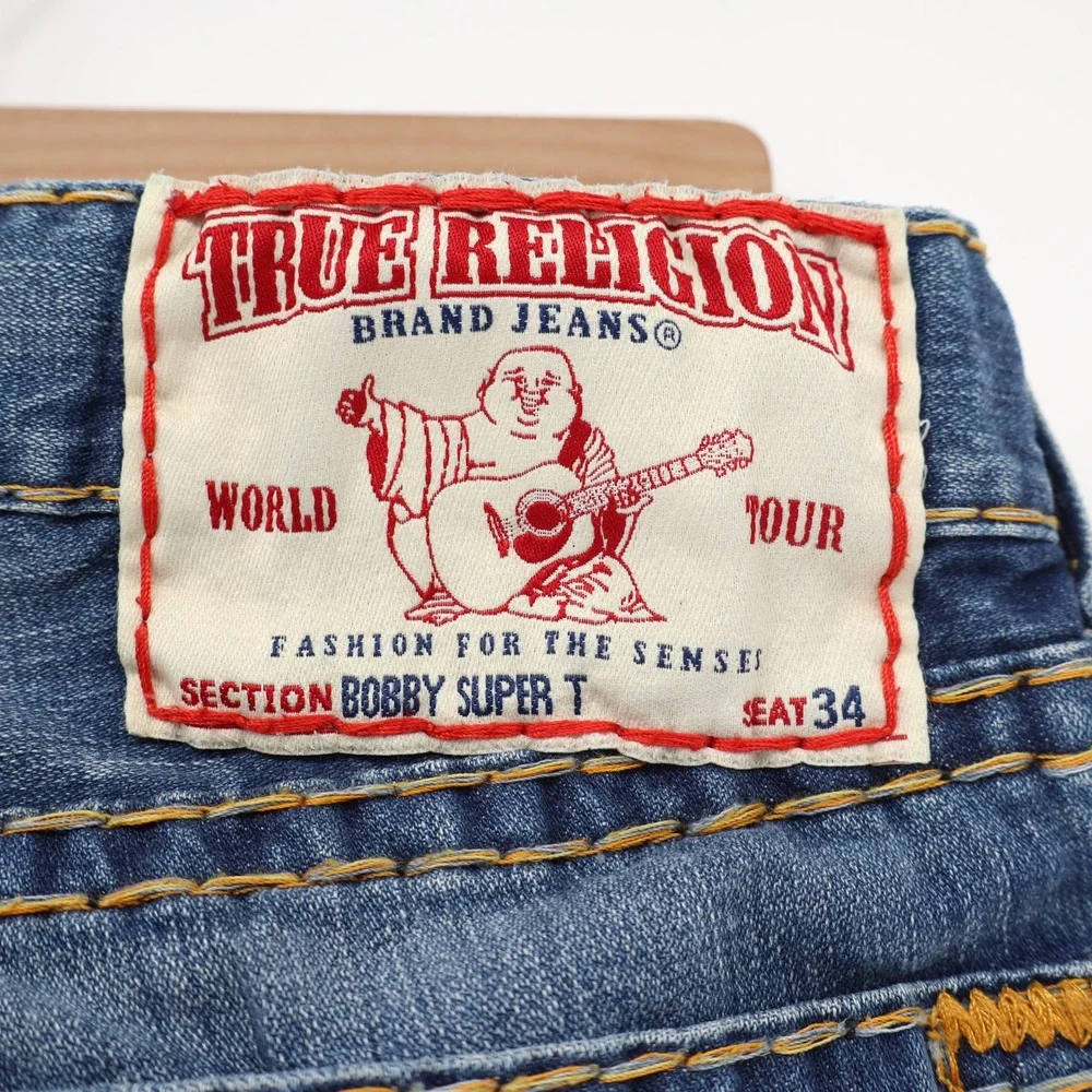 True Religion Jeans Bobby Super T Men's 33x34 Dark Wash Thick Stitch USA